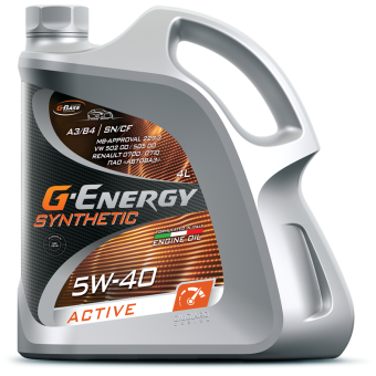 Моторное масло G-Energy Synthetic Active, 5W-40, 4 л, синтетика