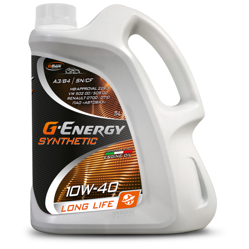 Моторное масло G-Energy Synthetic Long Life, 10W-40, 5 л, синтетика купить в Южно-Сахалинске с доставкой